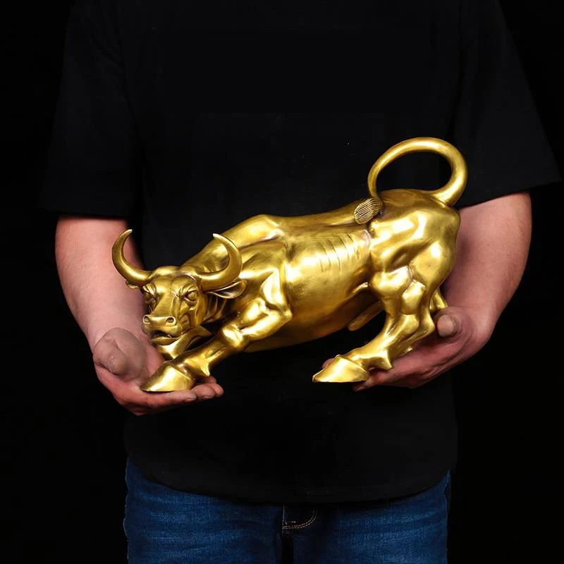 Estatueta Bull Wall Street de Cobre Maciço Banhado a Bronze - Image 2