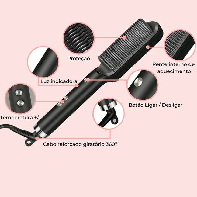 PROMOÇÃO DE 2022 - MVC | HAIRSLEEK - Escova Alisadora 5 Em 1 - Alisa, Seca, Hidrata, Modela E Anti-Frizz - Bivolt ✅ - Image 3